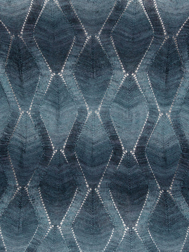 Close-up of blue pattern and ribbed hem detail on the Resonance Longsleeve in Navy Flame lightweight viscose top – Henrik Vibskov Spring/Summer 2026 Key Collection