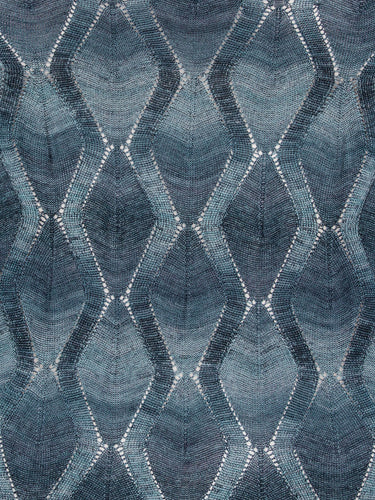 Close-up of blue pattern and ribbed hem detail on the Resonance Top in Navy Flame sleeveless viscose top – Henrik Vibskov Spring/Summer 2026 Key Collection