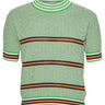 Mint green knitted top with stripe details from Henrik Vibskov on a white background.