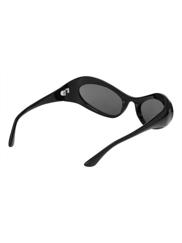 Side view of Scott sunglasses showing the black frame and streamlined sport-style arms.