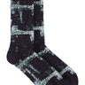 Henrik Vibskov - Screen Transparent Socks Femme in Black Green Transparent Blur Grid