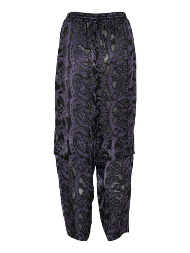 Back view of the Shants Pants featuring elastic waistband with drawstring and straight layered leg construction.