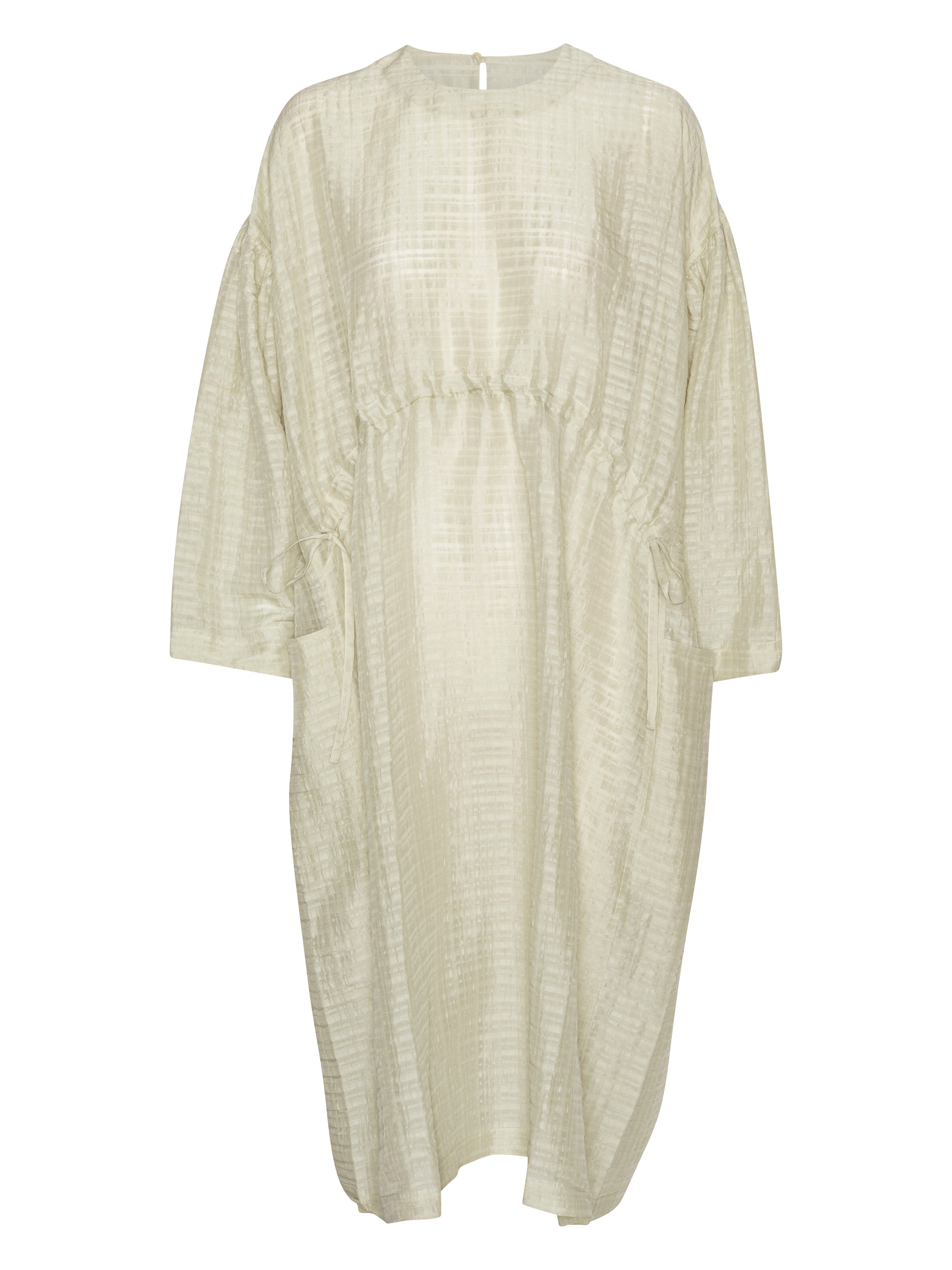 Beige-grey dress with long sleeves from Henrik Vibskov on a white background