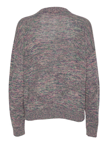 Back view of the Silk Net Cardigan, highlighting the loose fit and ribbed hem detail.