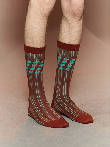 Stripes Socks Homme in Stripes Bordeaux from Henrik Vibskov
