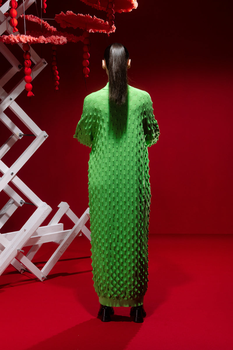 Henrik Vibskov - transparent spike knit dress in green - 4
