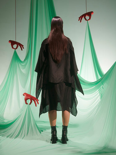 Uncut Silk Skirt in Black from Henrik Vibskov