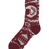 Front view of Victorian Socks Femme in Lilac Victorian with a purple-red tone and abstract Victorian-style illustration in semi-transparent material.