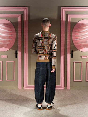 Henrik Vibskov - Dusk Knitted Blouse in Orange Mixed Checks