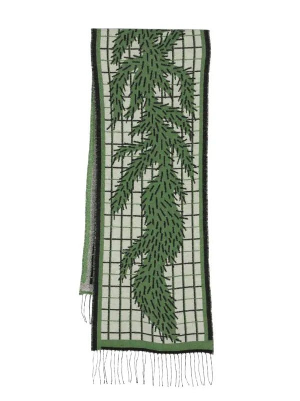 Henrik Vibskov scarf - Foxy Wool Scarf in Green Beige Cactus Grid