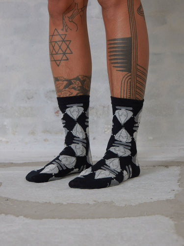 Henrik Vibskov - Onion Head Femme Socks in Black White Head