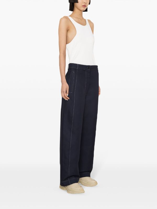 Post Pant - Navy Off White