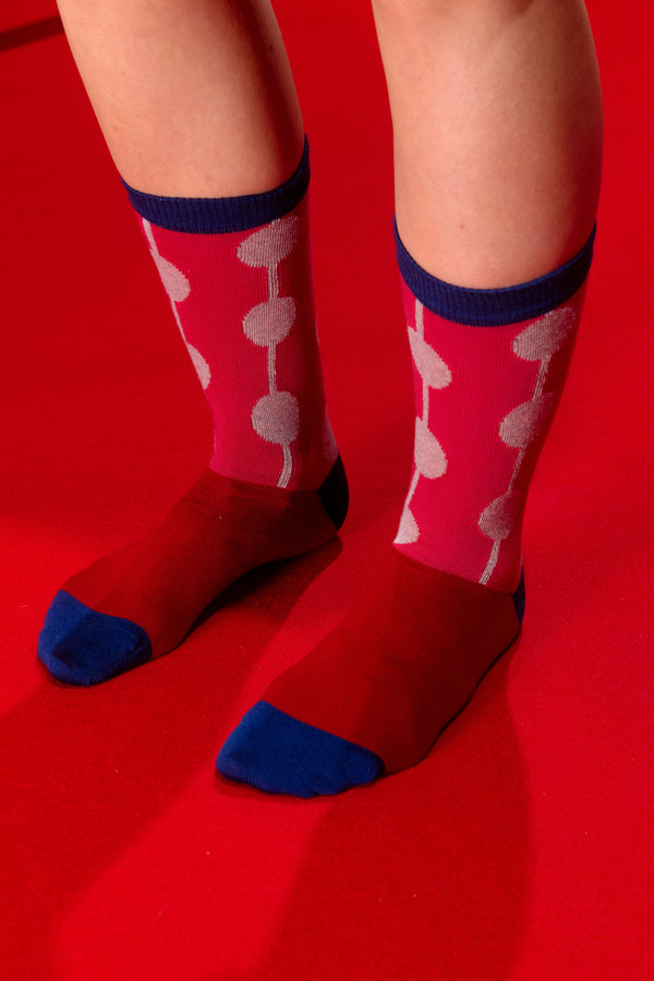 Henrik Vibskov - Bubble wool socks femme in pink and red bubble print - 2