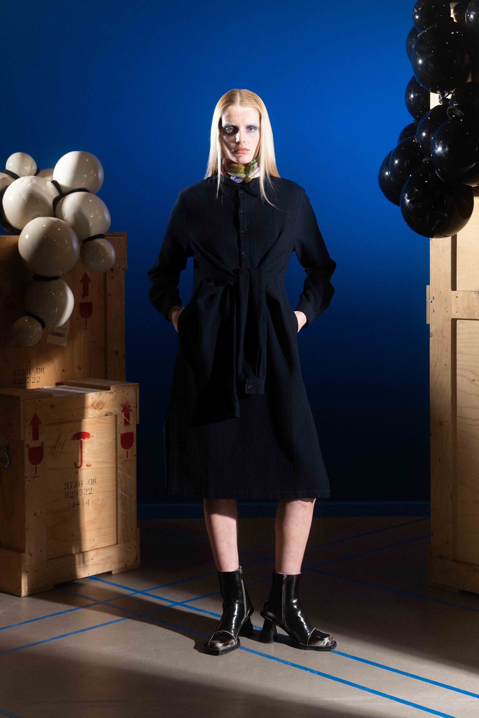 Mars Shirt Dress in  Indigo Stripes 