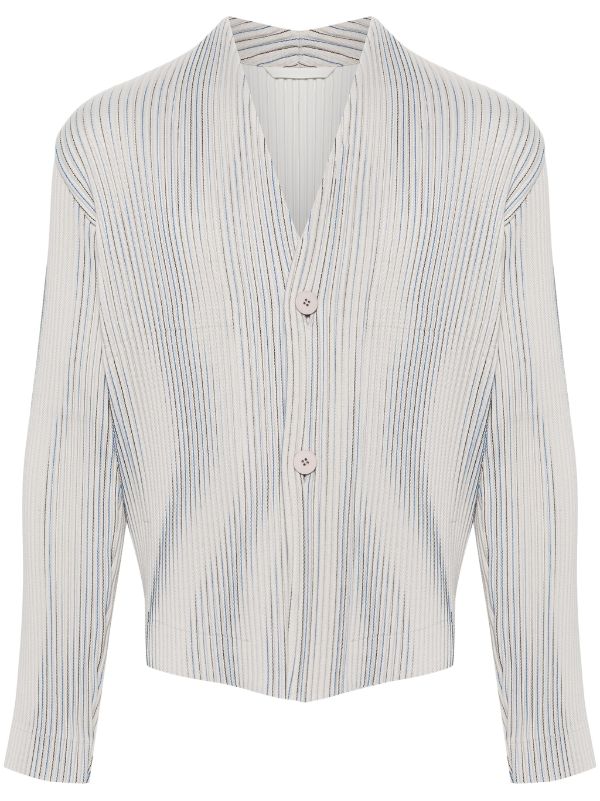 Homme Plisse Issey Miyake - button-up cardigan in grey, black, and blue - 1