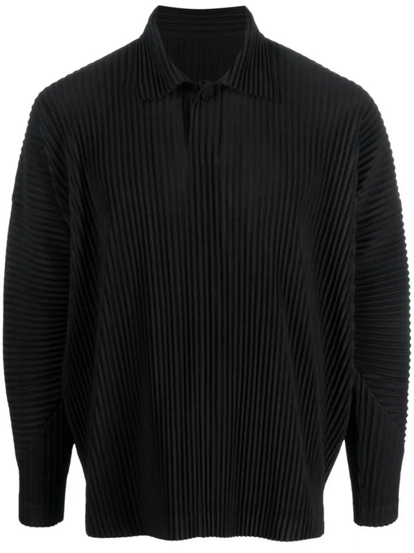 Homme Plissé Issey Miyake - collared long sleeve shirt in black - 1