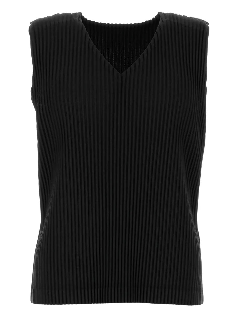 Black ribbed vest from Homme Plissé Issey Miyake on a white background