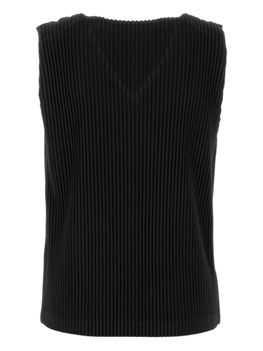 Black ribbed vest from Homme Plissé Issey Miyake on a white background