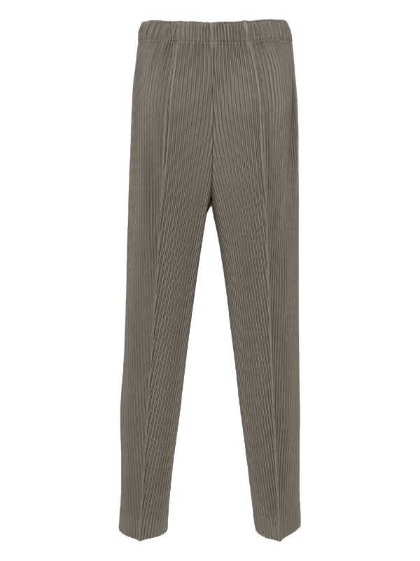 Homme Plisse Issey Miyake - slit slim pleated pants in bronzy gray - 2