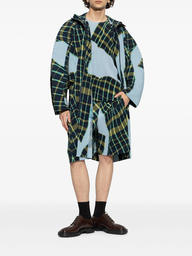 Windswept Plaid Shorts in Blue Gray from Homme Plissé Issey Miyake