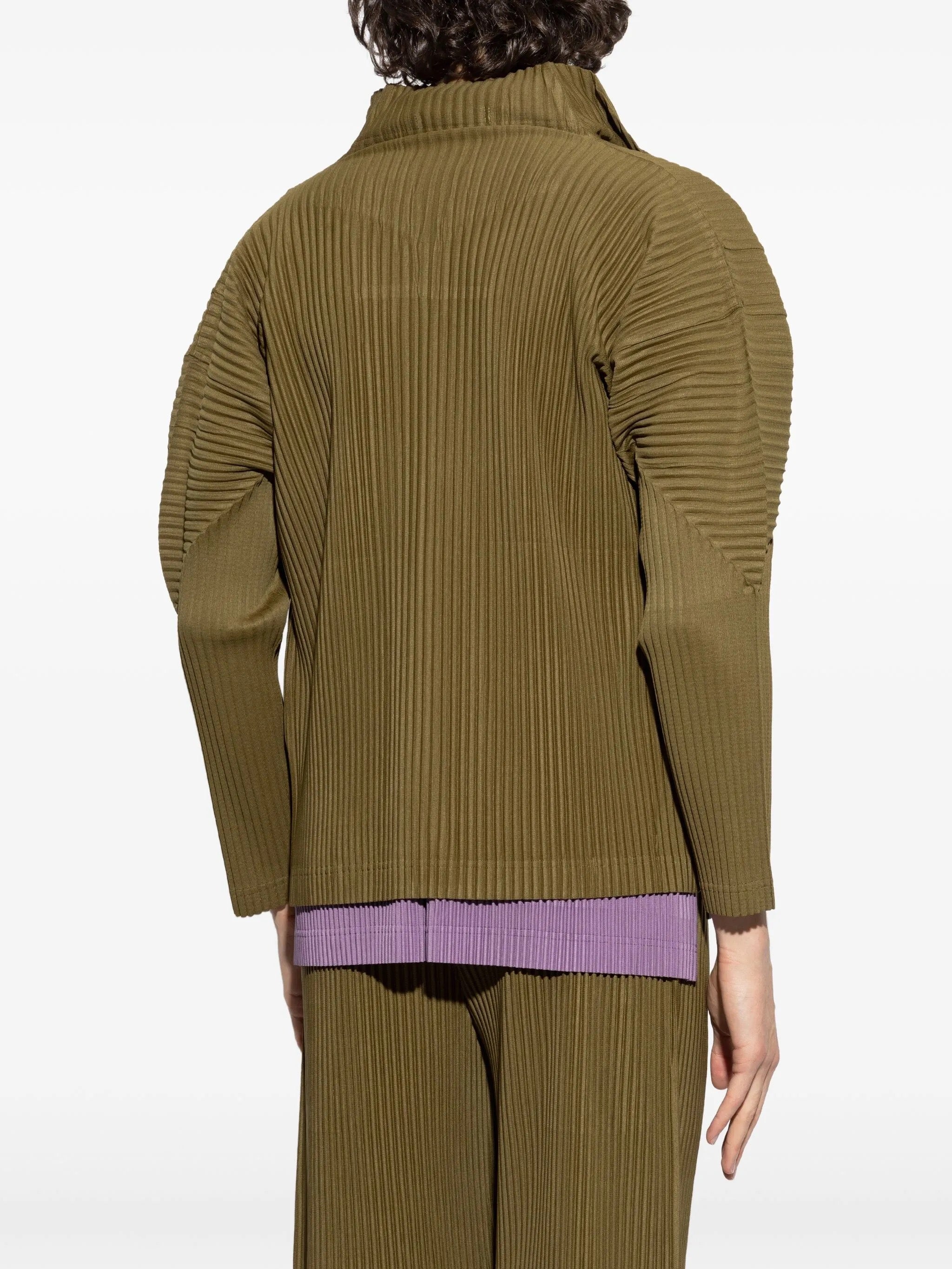 Zip Up Jacket in Olive Khaki from Homme Plissé Issey Miyake