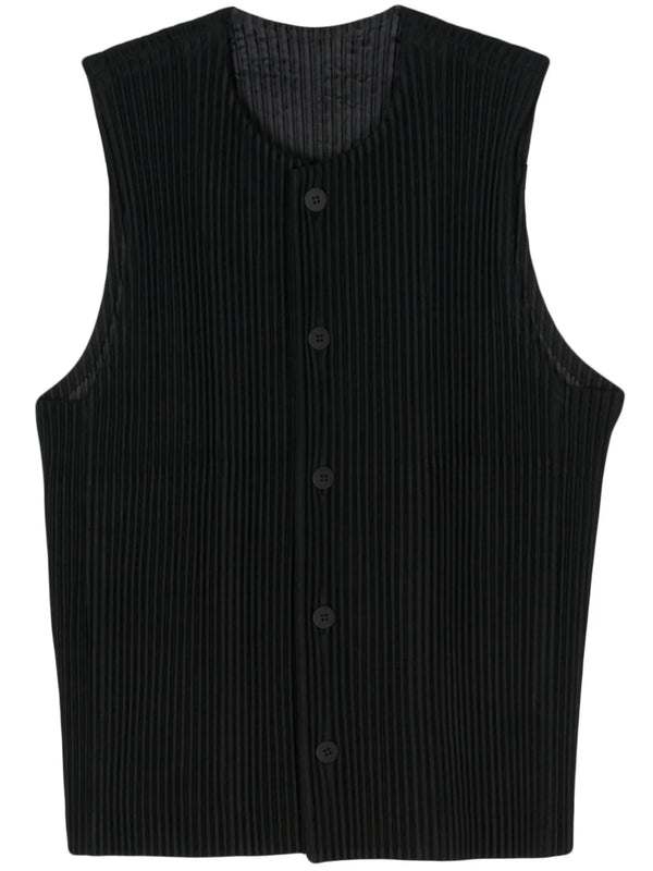 Issey Miyake Homme Plissé - tailored pleats vest in black - 1