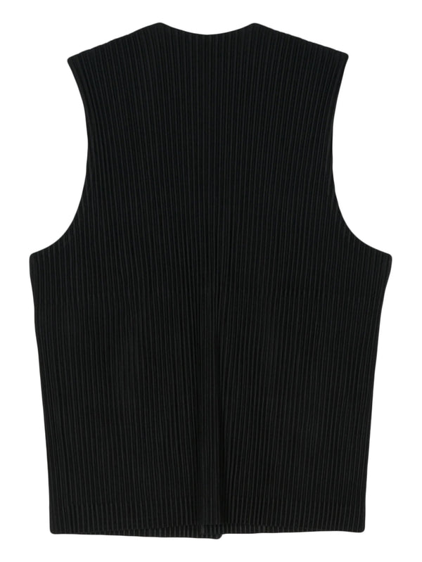 Issey Miyake Homme Plissé - tailored pleats vest in black - 2