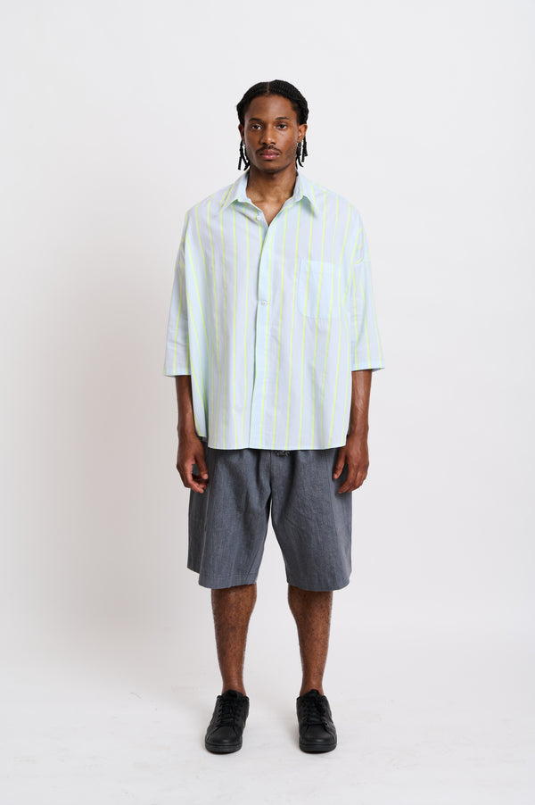 House Of The Very Islands - Jacob shirt in pale blue and neon stripes - 4