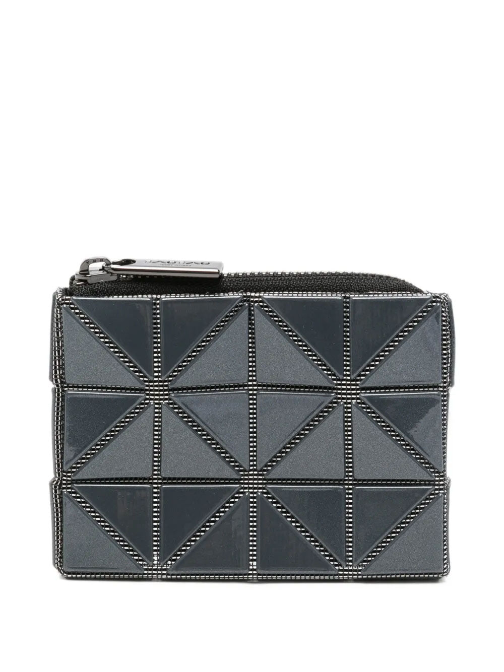 BAO BAO ISSEY MIYAKE September AW26 Cassette Pass Case shown from the front, featuring a compact rectangular shape with signature geometric triangular panels and zip-top closure.
