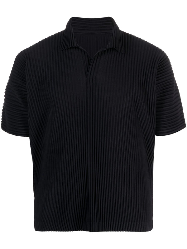 Issey Miyake Homme Plissé - pleated polo shirt in navy - 1