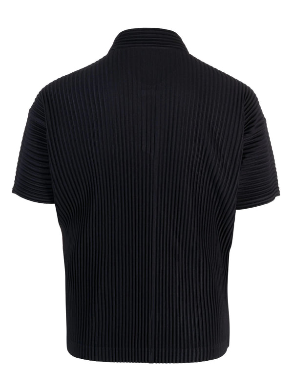 Issey Miyake Homme Plissé - pleated polo shirt in navy - 2