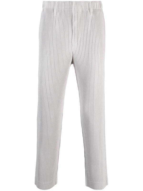 Issey Miyake Homme Plissé - straight fit pants in light gray - 1