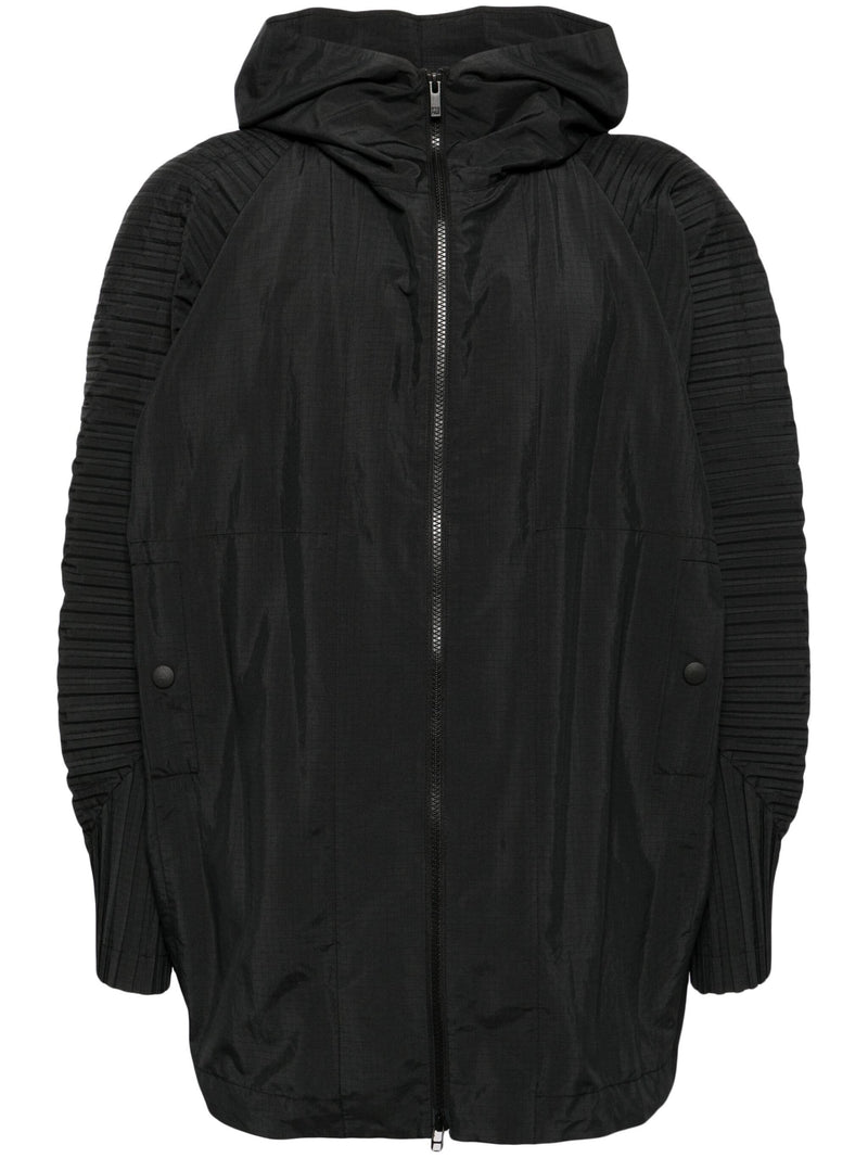 Homme Plissé Issey Miyake - pleated hoodie in black - 1