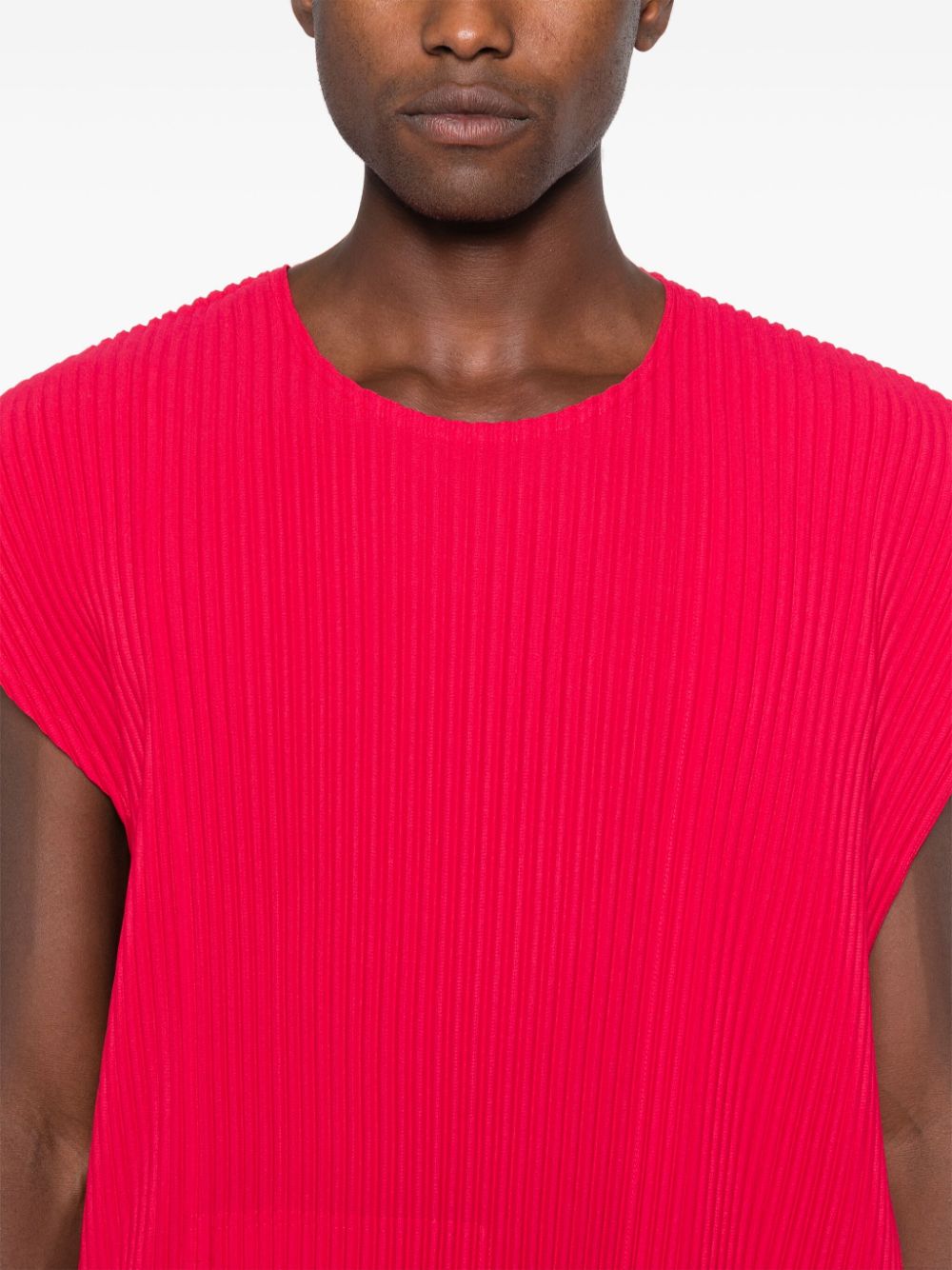 Issey Miyake Homme Plisse - Rectangle T-Shirt in Cherry Red 