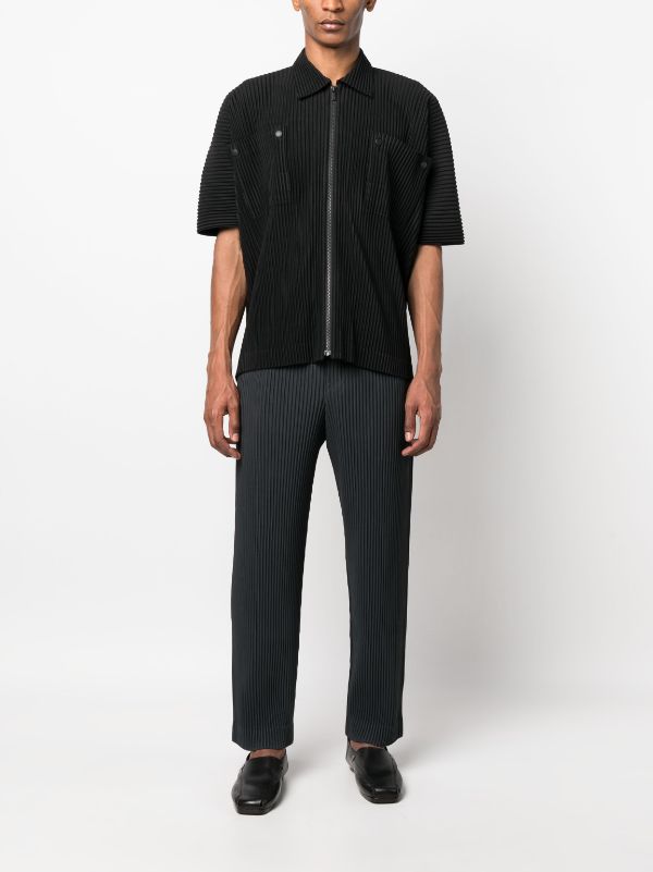Issey Miyake Homme Plisse - zip-up shirt in black - 2