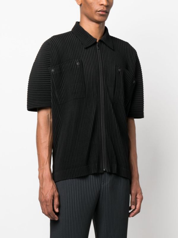 Issey Miyake Homme Plisse - zip-up shirt in black - 3