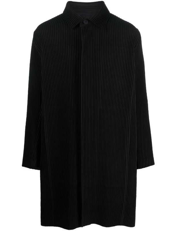 Issey Miyake Homme Plissé - wool pleats coat in black - 1