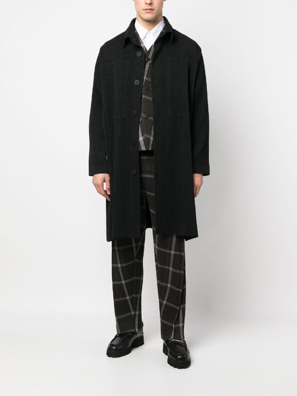 Issey Miyake Homme Plissé - wool pleats coat in black - 2