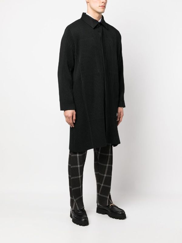 Issey Miyake Homme Plissé - wool pleats coat in black - 3