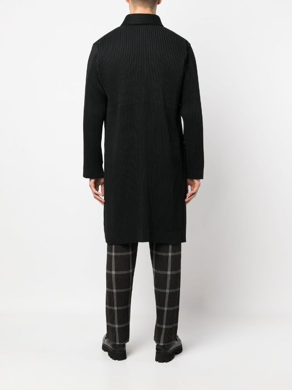 Issey Miyake Homme Plissé - wool pleats coat in black - 4