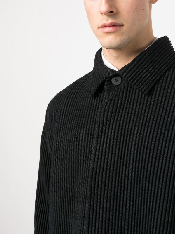 Issey Miyake Homme Plissé - wool pleats coat in black - 5