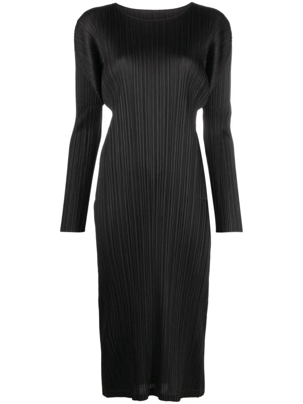 Issey Miyake Pleats Please - long sleeve dress in black - 1