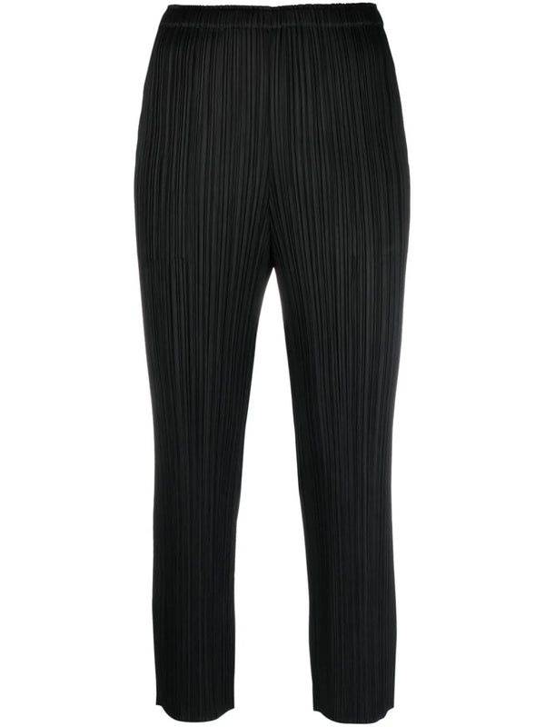 Issey Miyake Pleats Please - pleated cropped pants in black - 1