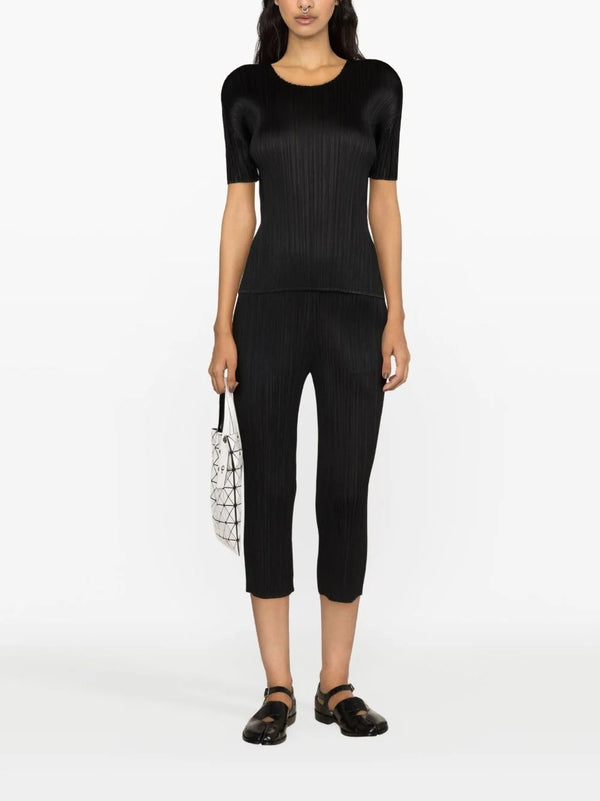 Issey Miyake Pleats Please - pleated cropped pants in black  - 2