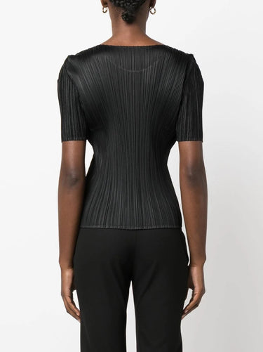 Issey Miyake Pleats Please - short sleeves top in black - 4