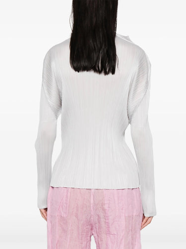 Basic Mock Neck Long-Sleeve Top in Light Gray from Pleats Please Issey Miyake
