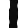 Black sleeveless dress on a white background