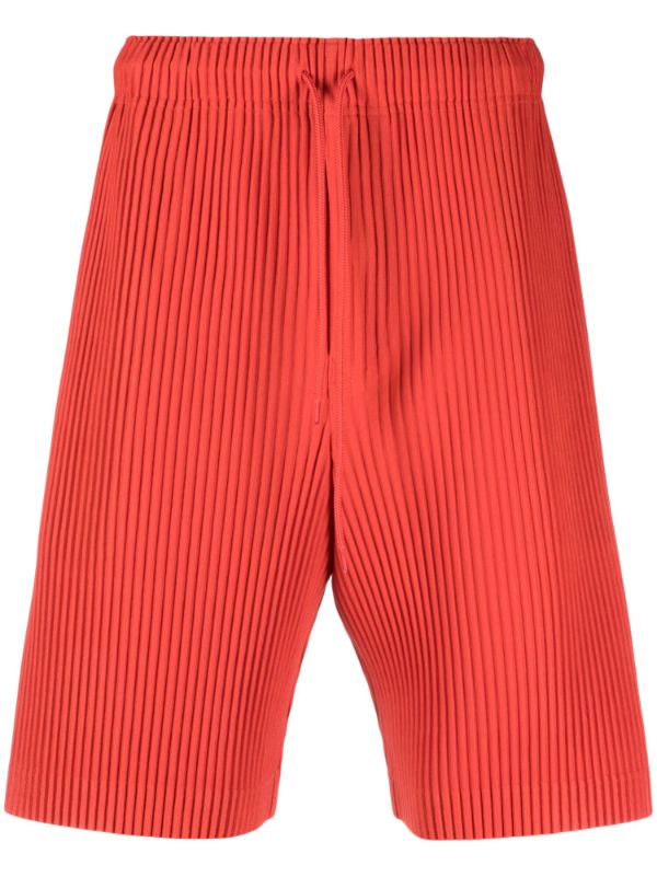 Issey Miyake Homme Plisse Color Pleats Shorts in Dry Red