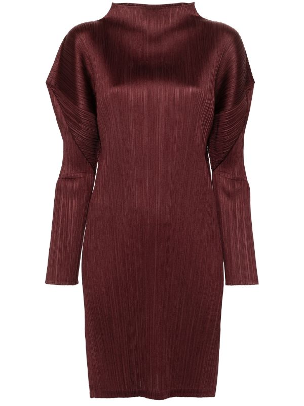 Pleats Please Issey Miyake - MC Febuary Dress in Chocolate