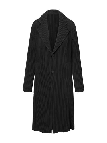 Issey Miyake Hatching pleats coat in black